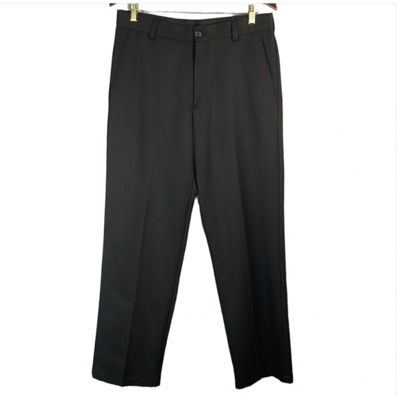 ARROW Mens Slim Dress Pants Black Flat Front Straight Tapered Leg Pockets 32x32 - Picture 2 of 9